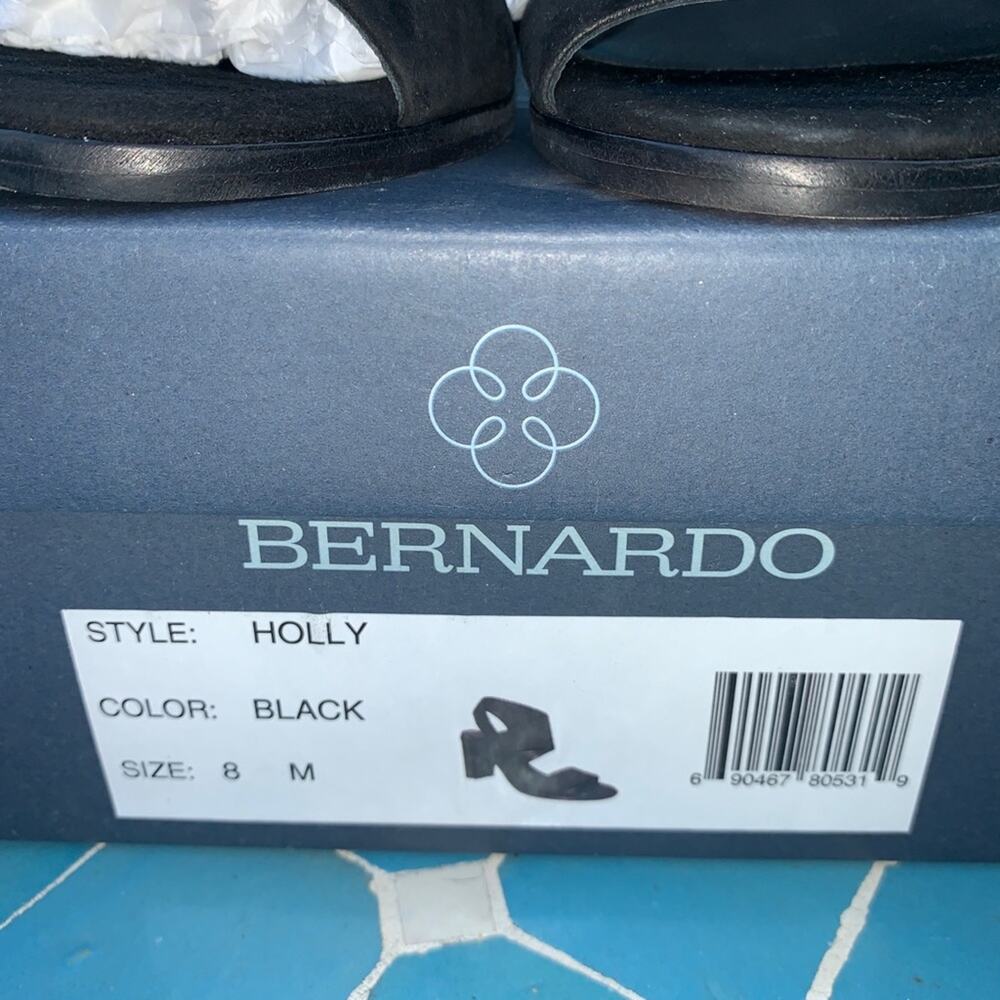 NEW IN BOX BERNARDO BLACK SUEDE HIGH HEEL SANDALS 8 - Picture 7 of 11